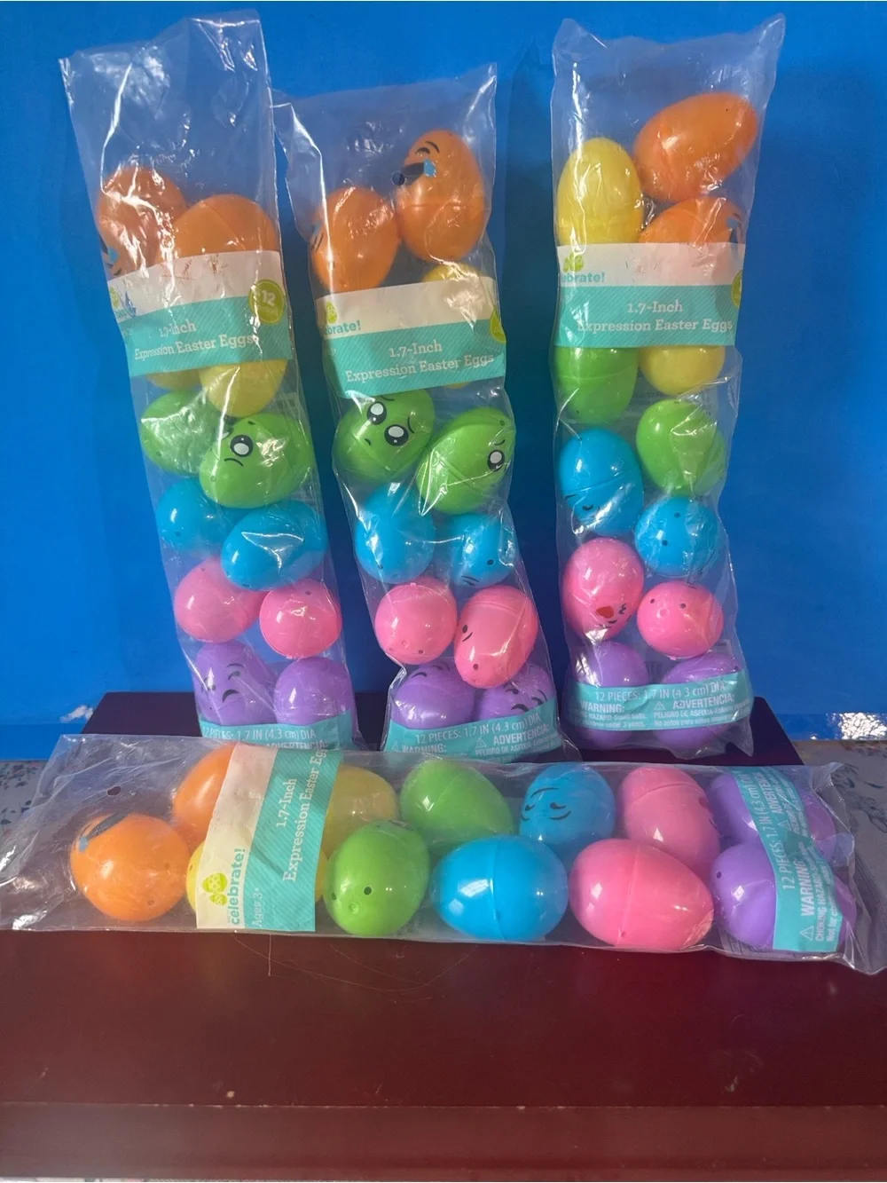 Colorful Plastic Easter Egg 4 Packs - 12 in each pack Multicolor Smiley Faces
